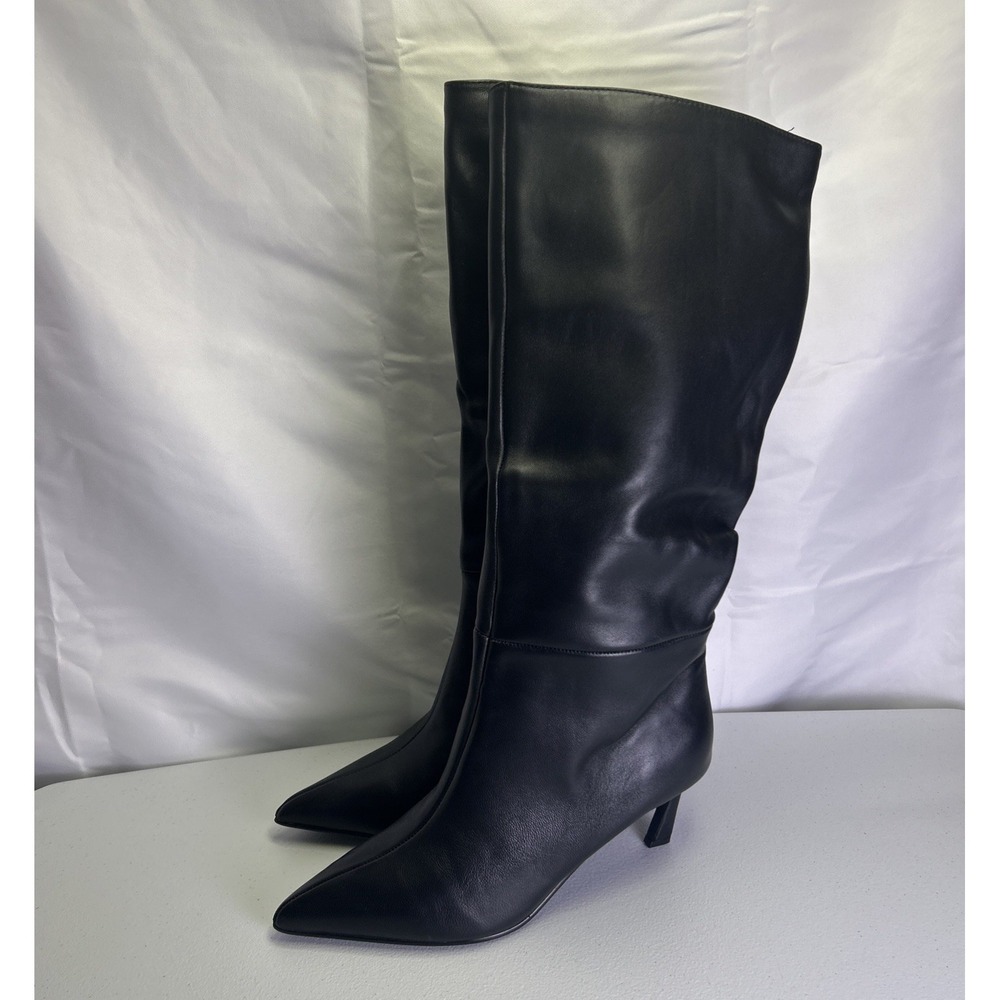 Steve Madden Lavan Pointed Toe Knee High Leather Boots Black Women's Size 10 New